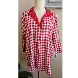 Emerson Street Women's Alabama Crimson Tide Plaid Pullover Top Size XL Red White